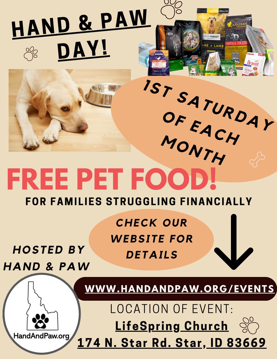 HandAndPawOrg's tweet photo. Pet Food Pantry - This Saturday, August 2nd! - https://t.co/FLYyrj6aqC https://t.co/MXAe4lE1Me
