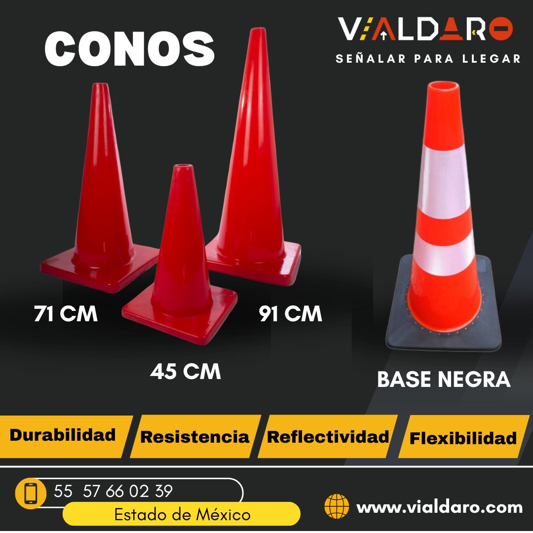 Vialdaro's tweet photo. En el ámbito de la seguridad vial, los conos de tráfico son herramientas indispensables para señalizar y organizar el flujo vehicular y peatonal. El cono de 91 cm de PVC destaca por su visibilidad, durabilidad y versatilidad. Conoce más en https://t.co/xMNTn8XkxI https://t.co/PehyVsb2Yg