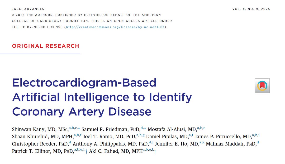 Akl Fahed (@aklfahed) on Twitter photo NEW from our group <a href="/broadinstitute/">Broad Institute</a> <a href="/MGHHeartHealth/">Mass General Heart</a> <a href="/patrick_ellinor/">Patrick Ellinor</a>
led by <a href="/ShinoKany/">Shino Kany</a> and <a href="/lucidtronix/">Sam Freesun Friedman</a>
ECG2CAD: An AI model for detection of coronary artery disease using 12-lead ECGs
<a href="/JACCJournals/">JACC Journals</a>
sciencedirect.com/science/articl… NEW from our group <a href="/broadinstitute/">Broad Institute</a> <a href="/MGHHeartHealth/">Mass General Heart</a> <a href="/patrick_ellinor/">Patrick Ellinor</a>
led by <a href="/ShinoKany/">Shino Kany</a> and <a href="/lucidtronix/">Sam Freesun Friedman</a>
ECG2CAD: An AI model for detection of coronary artery disease using 12-lead ECGs
<a href="/JACCJournals/">JACC Journals</a>
sciencedirect.com/science/articl…