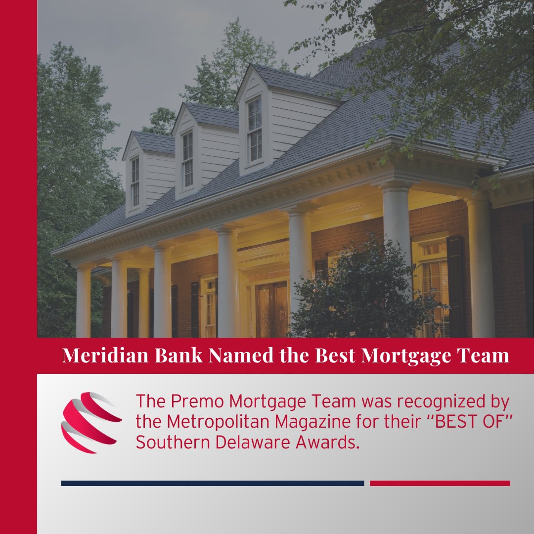 🎉 Big news from Seaford, DE! The Premo Team has just been named 2025 Best Mortgage Team in Southern Delaware by Metropolitan Magazine 🏆 Congratulations, team!

meridianbanker.com/homeloans/bran…