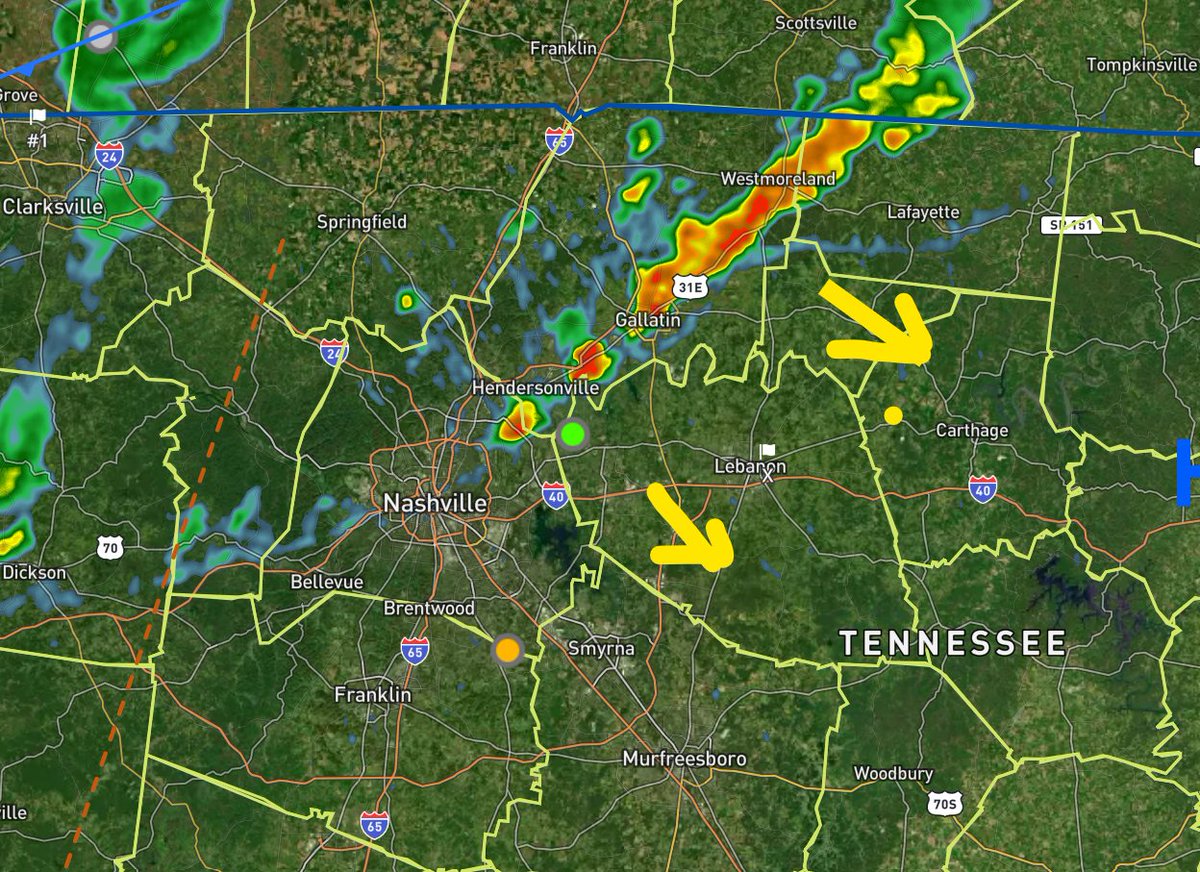 Outflow from an earlier storm around Clarksville has spawned a new line of activity that is attempting to work its way into the County from the NW.