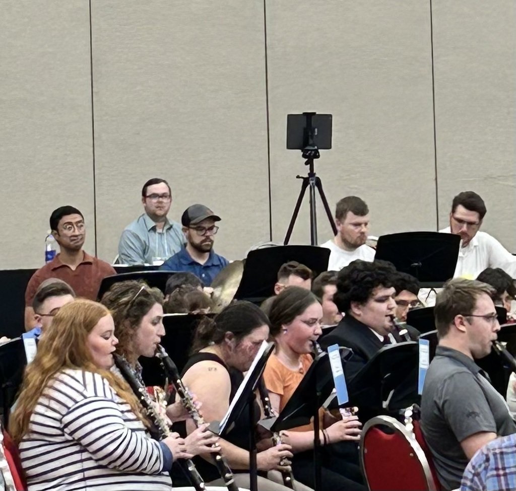 MH Percussion instructor Johnathan Hufford performed in the Arkansas Bandmaster Clinic Band in Fort Smith (pictured in white shirt closest to the tripod). Way to make us proud!