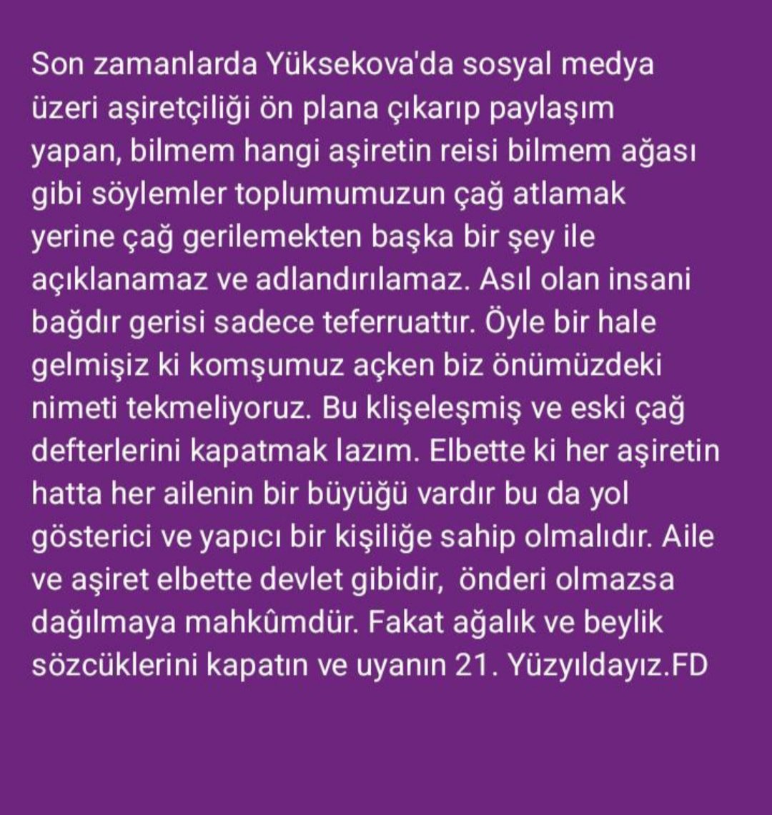 Aşiretçilik gericiliktir.