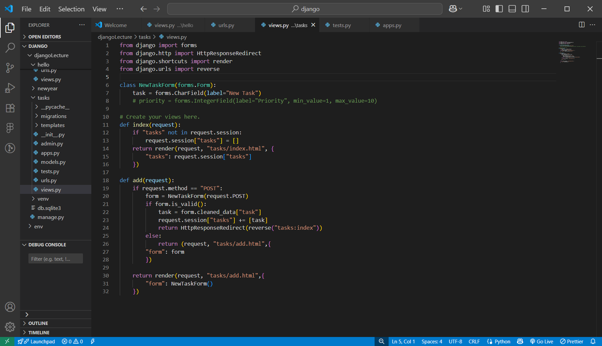 codebytomiwa's tweet image. Tried creating a simple task manager with Python Django..
Such an interesting framework 😊