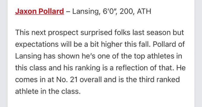 Jaxon Pollard (@jaxon_pollard1) on Twitter photo Thank you <a href="/PrepRedzoneKS/">Prep Redzone Kansas</a> for the write up and ranking as the #3 ATH and the #21 player in Kansas Class of 2027 <a href="/LansingLionFB/">Lansing Lion Football</a> Thank you <a href="/PrepRedzoneKS/">Prep Redzone Kansas</a> for the write up and ranking as the #3 ATH and the #21 player in Kansas Class of 2027 <a href="/LansingLionFB/">Lansing Lion Football</a>