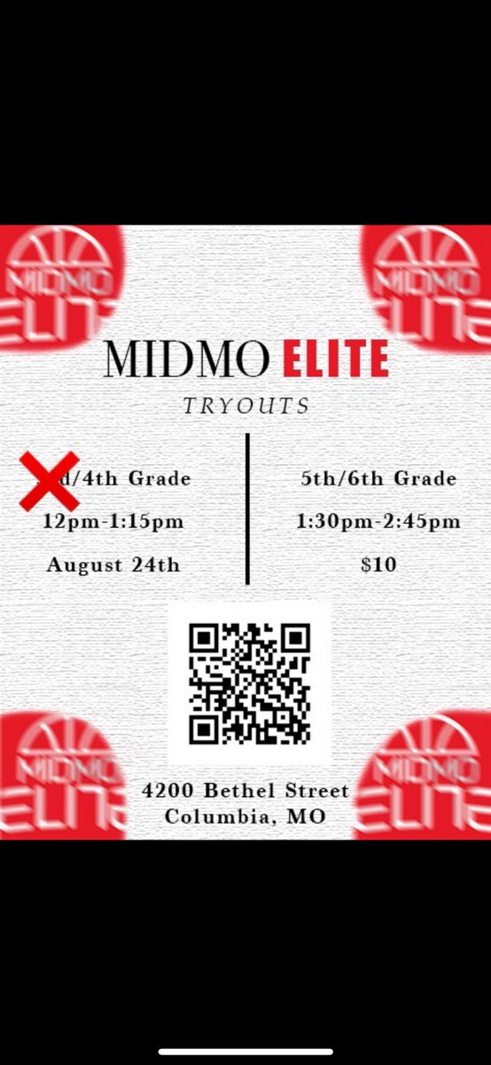 Come join the 4th, 5th and 6th grade  <a href="/MidMoElite/">Mid Mo Elite</a> family! No tryouts for 3rd. They are full.