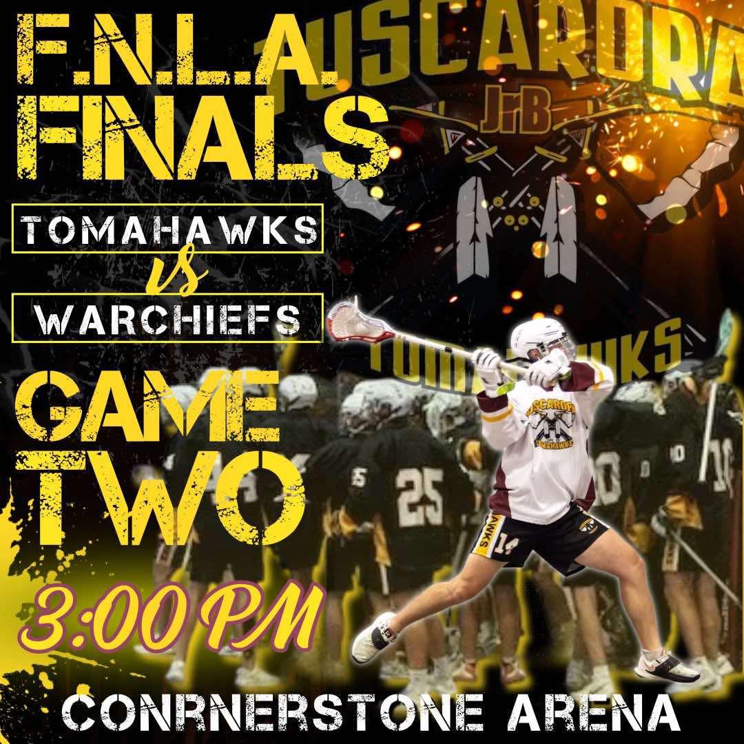 Tomahawks to host Game 2 of the <a href="/FNJBLL/">First Nations Jr Lacrosse</a> Finals on Saturday!  #FNJBLL