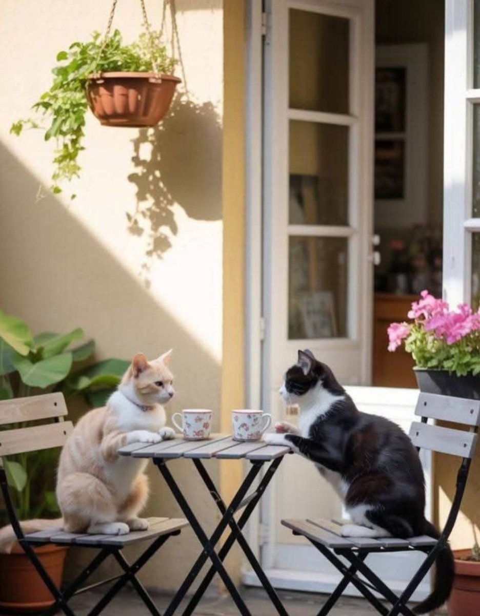 Vendredi lecture 😻🥛📚
C’est l’été ☀️ 
Le chat rend visite aux copains 😹 🙀🥤
