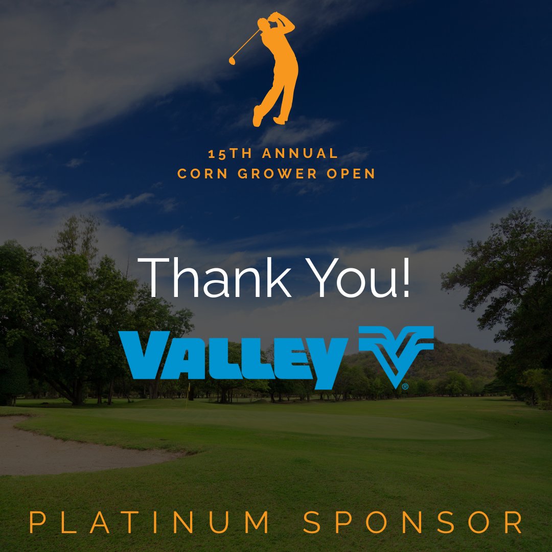 We'd like to thank our generous sponsors for the 15th Annual Corn Grower Open!
Thank you, Valley Irrigation, for your continued support as a Platinum Sponsor! Your support helps bring Nebraska growers together to celebrate innovation, advancement and advocacy for Nebraska Corn!