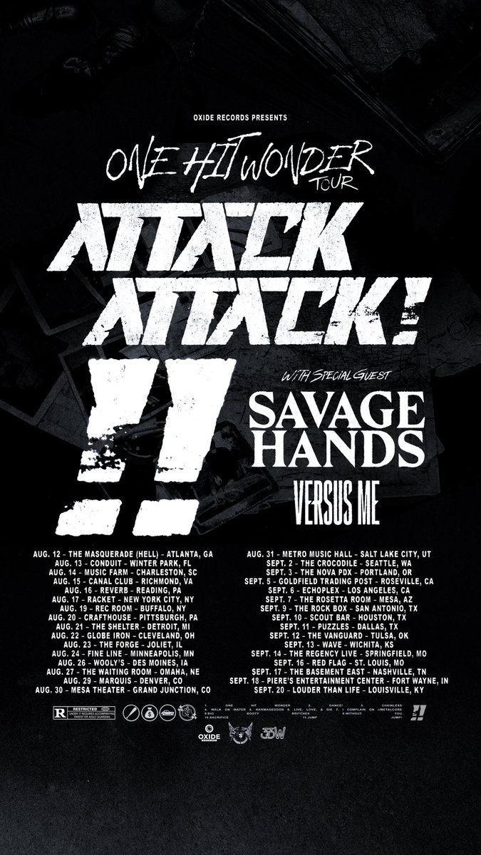 SAVAGE HANDS (@savagehandsband) on Twitter photo 🥊✨In Less than 2 weeks, we’ll be out on the road supporting <a href="/AttackAttackUS/">Attack Attack!</a> for the “One Hit Wonder” tour!✨🥊
Let us know what songs you wanna hear in the replies 👇🏼 🥊✨In Less than 2 weeks, we’ll be out on the road supporting <a href="/AttackAttackUS/">Attack Attack!</a> for the “One Hit Wonder” tour!✨🥊
Let us know what songs you wanna hear in the replies 👇🏼