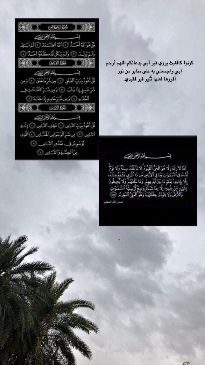 كونوا كالغيث يروي قبر أبي بدعائكم،اللهم أرحم أبي واجمعني به على منابر من نور
أقروها لعلها تُنير قبر فقيدي🥹❤️.