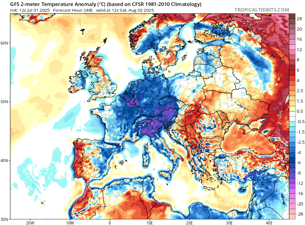 alexmegapc's tweet photo. Dissabte versus dimecres. Anomalies a 2m.  Torna #localoret faller #meteo https://t.co/dpoiyJHrqD