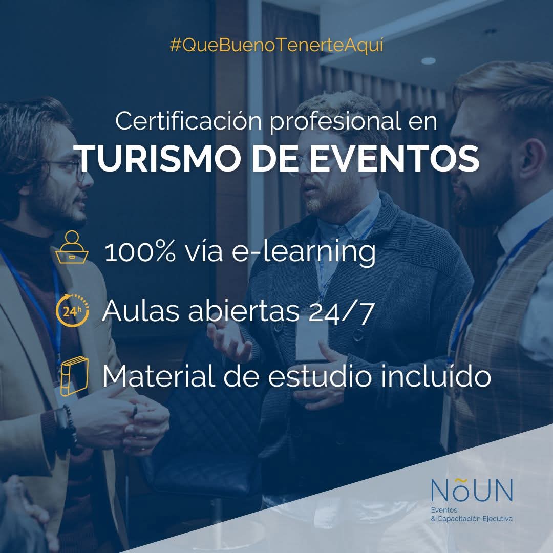 NOUN Eventos & Capacitacion Ejecutiva E-learning (@nouneventos) on Twitter photo #InscripcionesAbiertas
Inicio de clases de TURISMO DE EVENTOS:
Lunes 11 de agosto
Plan de estudio:
nouneventos.com.ar/turismo-de-eve…
Incluye:
-Guia docente
-Clases en vivo
-Biblioteca virtual
-Diploma digitalizado
Cierre de inscripciones:
Lunes 4 de
Info:
info@nouneventos.com.ar #InscripcionesAbiertas
Inicio de clases de TURISMO DE EVENTOS:
Lunes 11 de agosto
Plan de estudio:
nouneventos.com.ar/turismo-de-eve…
Incluye:
-Guia docente
-Clases en vivo
-Biblioteca virtual
-Diploma digitalizado
Cierre de inscripciones:
Lunes 4 de
Info:
info@nouneventos.com.ar