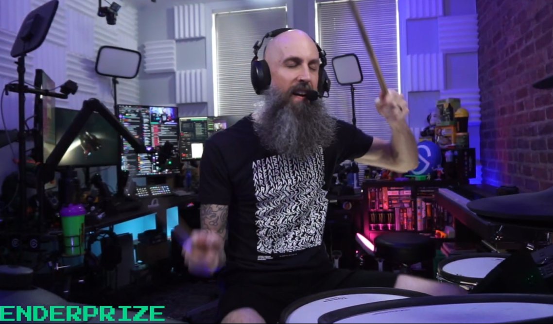 Most days you'll find me here while I'm working.  Stop by and say hello to <a href="/enderprize/">Enderprize 🥁🚀🕹</a> in the chat too!
🚀#StarCitizen + LIVE DRUMS🥁 !Dono 4 DRUMS 🎵 <a href="/elgato/">Elgato</a>  📸 <a href="/GFuelEnergy/">G FUEL®</a>  🥤 !Zenni 👓 <a href="/VKBsim/">VKBsim</a>  🕹️ twitch.tv/enderprize