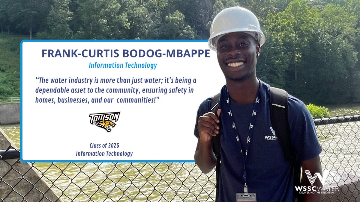 WSSC Water (@wsscwaternews) on Twitter photo Frank-Curtis is turning data into impact!
This <a href="/TowsonU/">Towson University</a> senior is diving into IT at WSSC Water — learning that water travels far, and its purpose goes even farther.
#NationalInternDay
#InternTakeover Frank-Curtis is turning data into impact!
This <a href="/TowsonU/">Towson University</a> senior is diving into IT at WSSC Water — learning that water travels far, and its purpose goes even farther.
#NationalInternDay
#InternTakeover