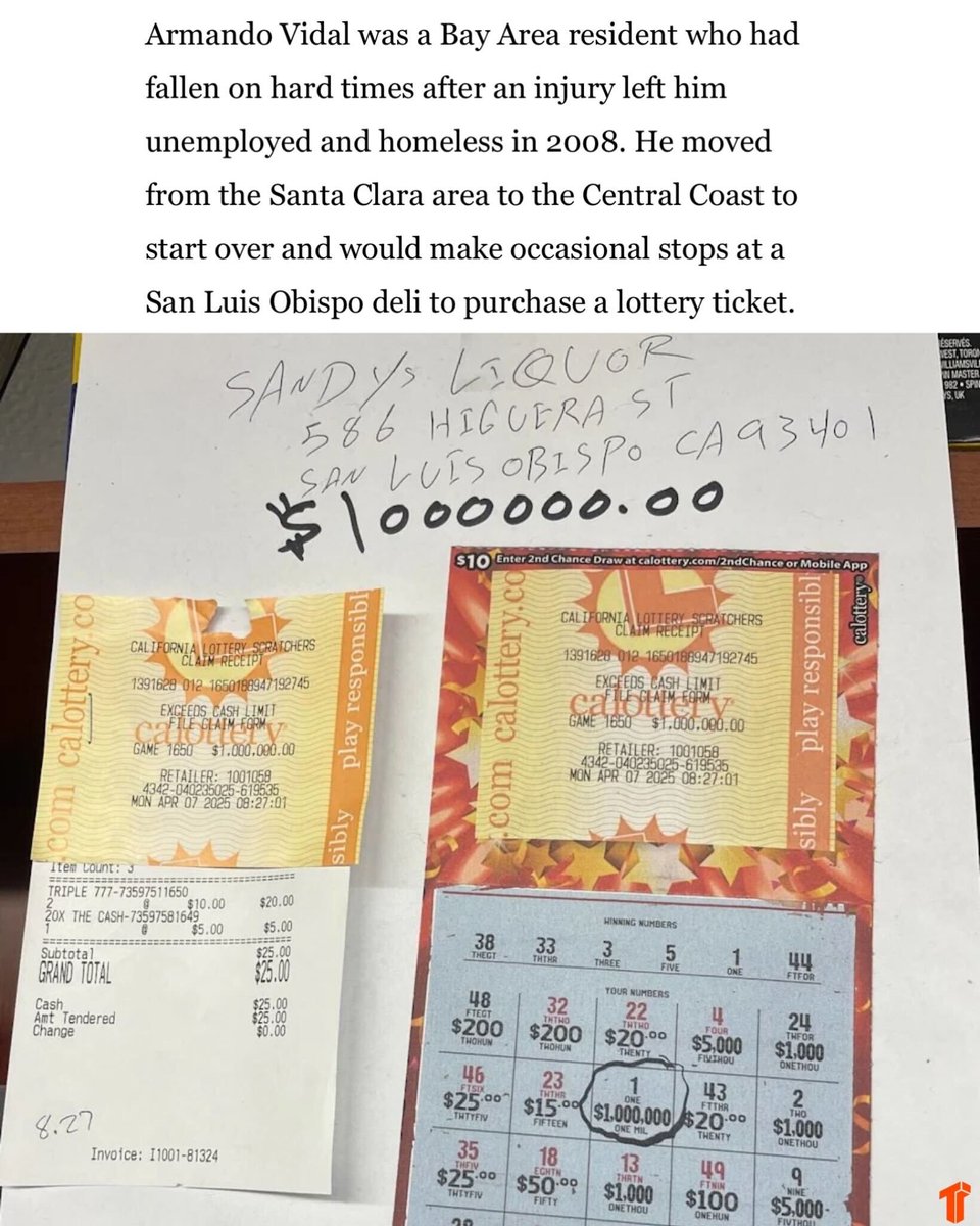 Homeless Bay Area man wins $1,000,000 from a scratch off 🤯