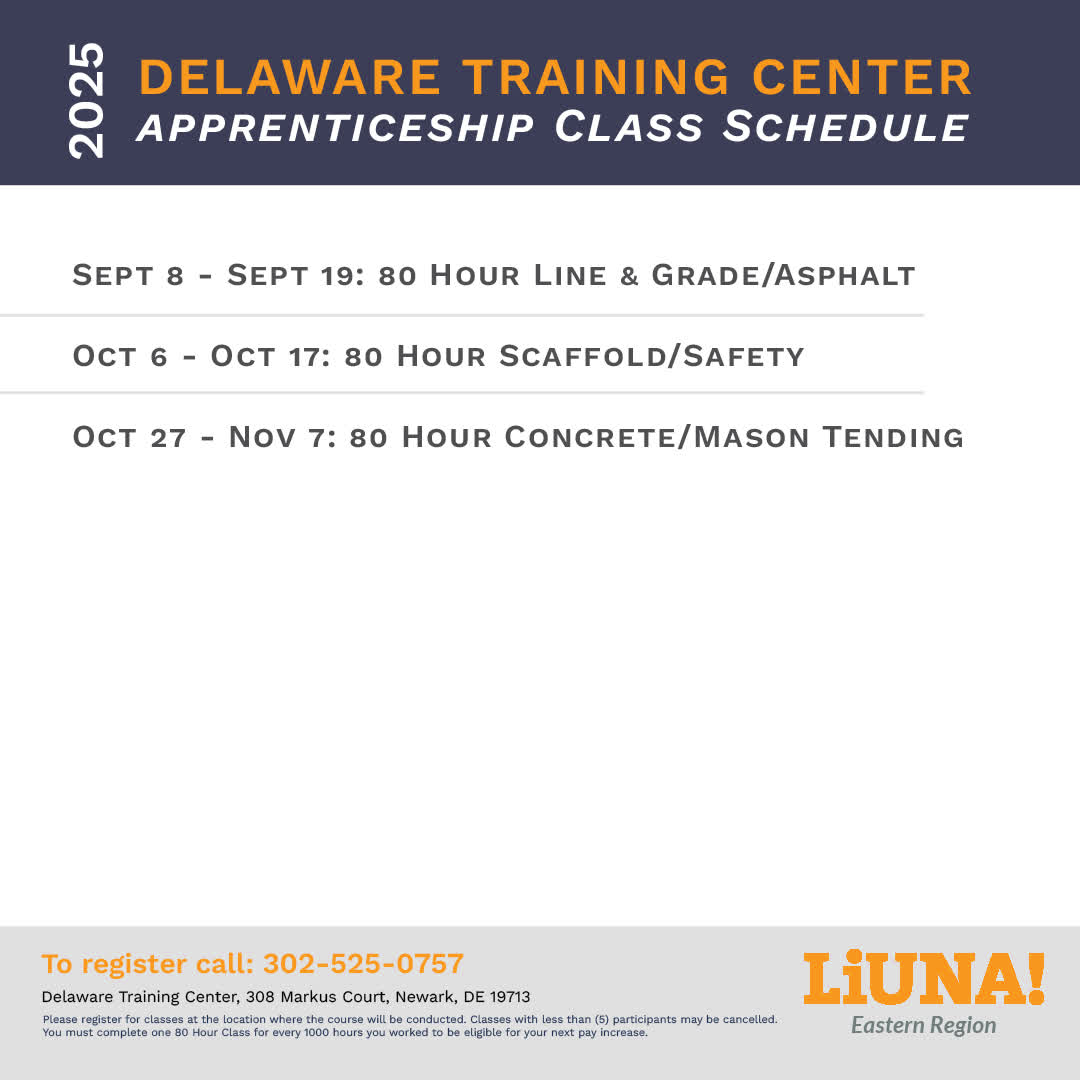 LiUNAEasternReg's tweet photo. 🚨 ATTENTION APPRENTICES: here's the updated 2025 #apprenticeship #Trainingschedule, broken out by location.
@LIUNA @Local172SET & Local 472 SET have classes starting NEXT WEEK.
LIUNA Eastern Region apprentices can take classes at any location. https://t.co/qeogiNmiJE