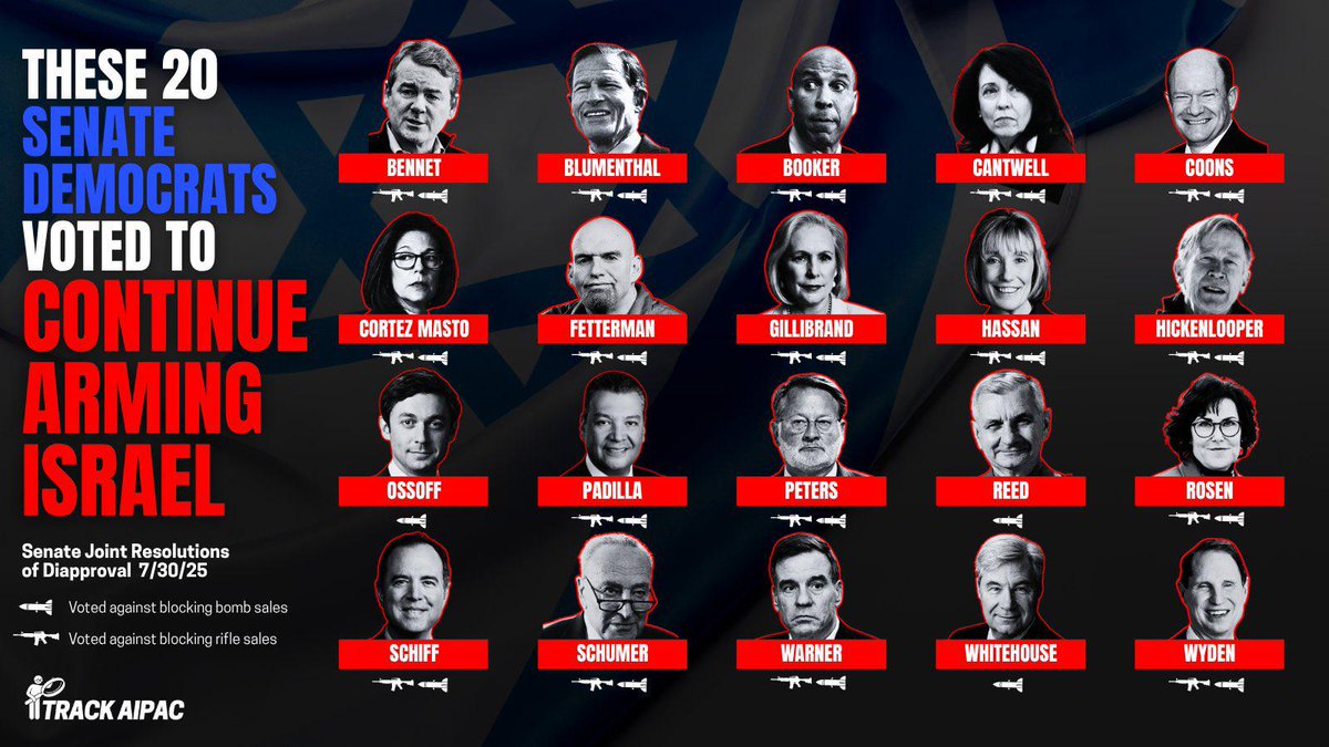 20 Senate Democrats joined all Republicans to keep arming Israel.