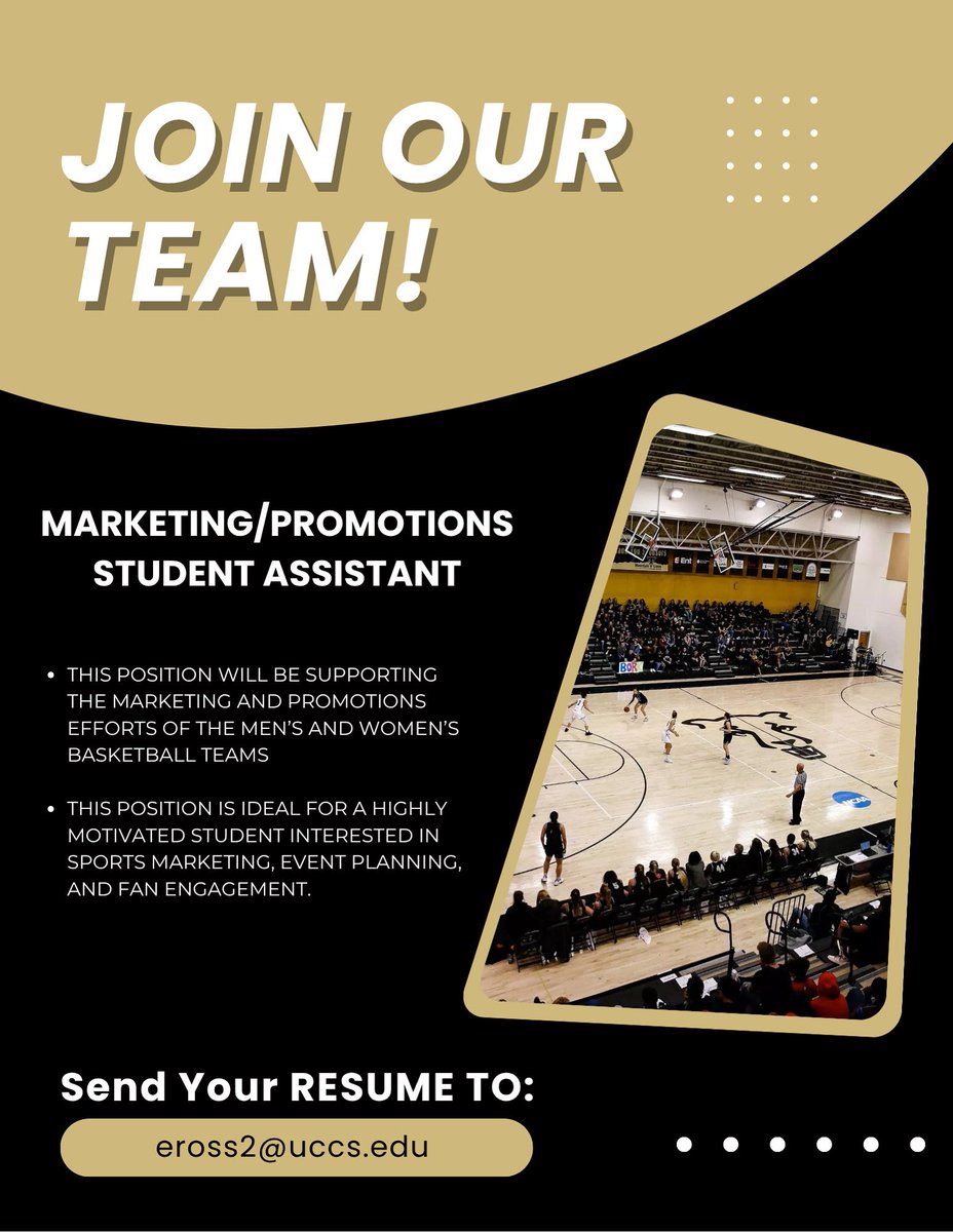 Are you a @uccs student looking to break into the sports world? Come work with us and <a href="/UCCS/">UCCS</a>WBB this season supporting our marketing and promotion efforts! 

#TeamUCCS
