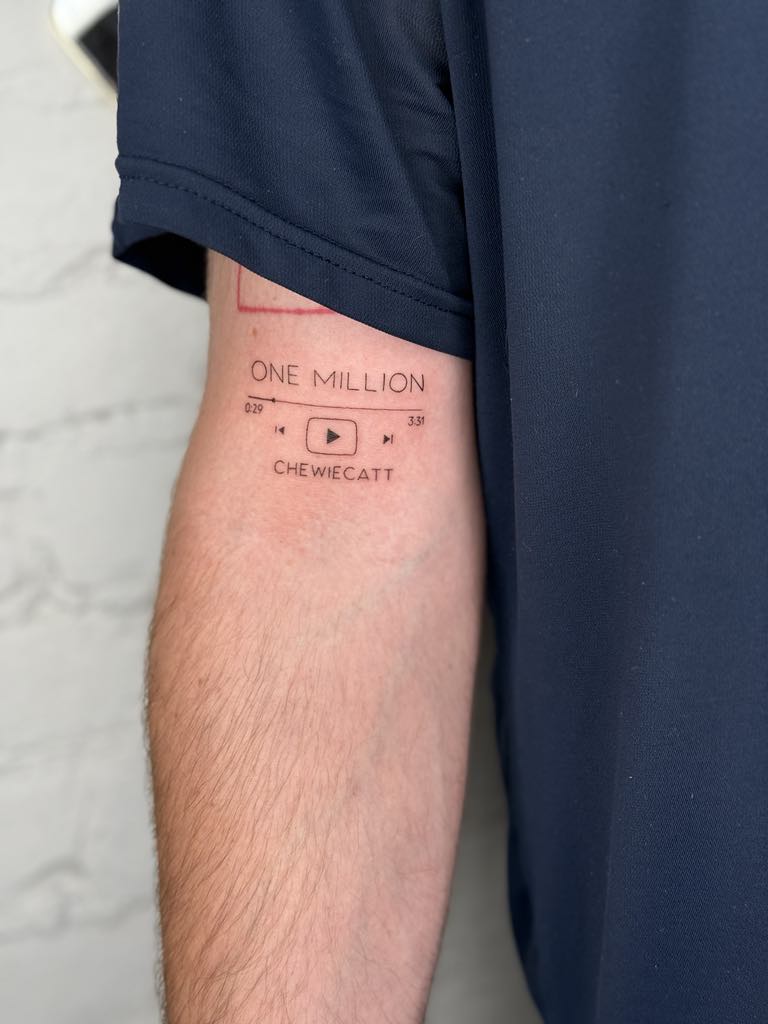 ChewieCatt (@chewiecatt) on Twitter photo To celebrate 1M subscribers, like I promised. 
.
.
Can you guess the significance of the numbers? 👀
.
.
Thanks #West4Tattoo To celebrate 1M subscribers, like I promised. 
.
.
Can you guess the significance of the numbers? 👀
.
.
Thanks #West4Tattoo