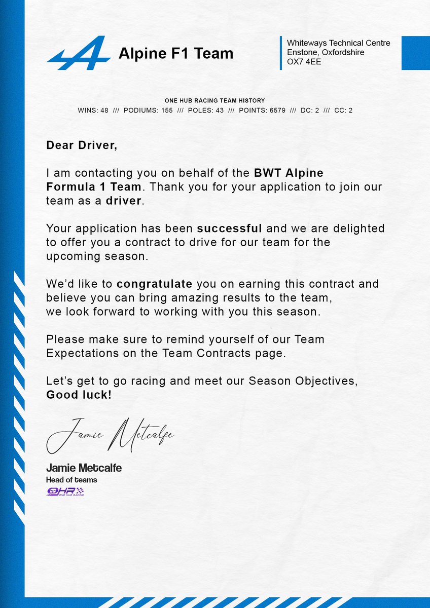 WelshBenjammin (@welshbenjammin) on Twitter photo So not only did I get in to <a href="/OneHubRacing/">One Hub Racing ๐</a> P2 Tier, we then had to Negotiate with the teams, and I Obviously had to try for the Mighty Alpineโฆ Accepted (disclaimer <a href="/OneHubRacing/">One Hub Racing ๐</a> designed images not official Alpine, damn we wish ๐) So not only did I get in to <a href="/OneHubRacing/">One Hub Racing ๐</a> P2 Tier, we then had to Negotiate with the teams, and I Obviously had to try for the Mighty Alpineโฆ Accepted (disclaimer <a href="/OneHubRacing/">One Hub Racing ๐</a> designed images not official Alpine, damn we wish ๐)