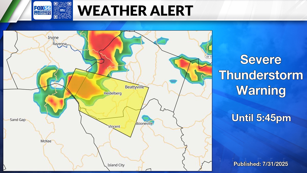 Severe Thunderstorm Warning for Estill and Lee County until 5:45pm. fox56news.com/weatheralerts #KYWX