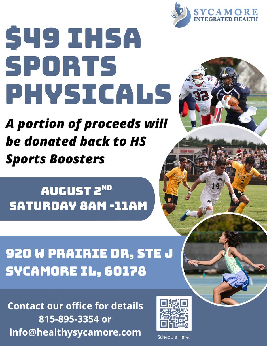 All GKHS &amp; GKMS Student-Athletes need to have a valid physical on file at their respective school building prior to participating in official practices.  One of our sponsors, Sycamore Integrated Health, is offering a $49 sports physical exam this Saturday!
#gkcogs #BuildTheBrand