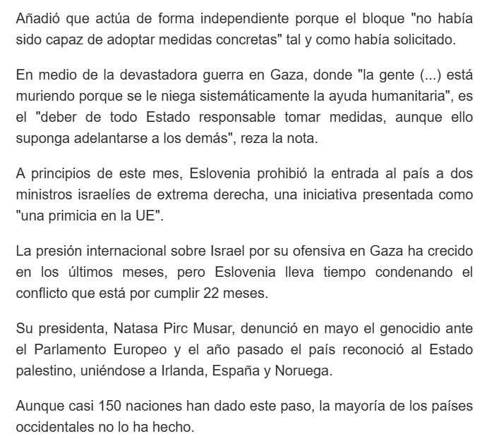 Eslovenia declara un embargo de armas a Israel y se convierte en el primer país europeo en prohibir comercio de armas con la entidad colonial.