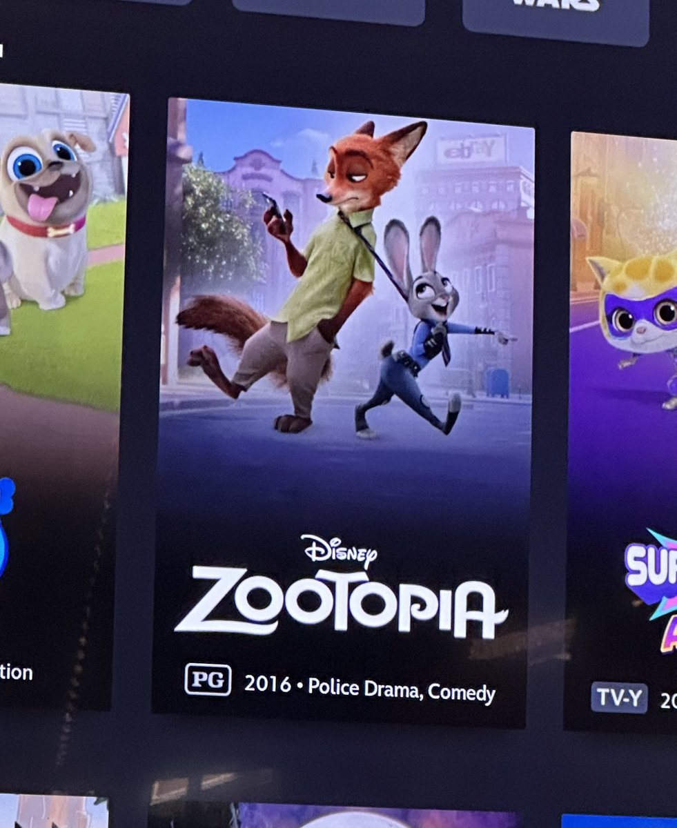 My favorite thing on Disney is how Zootopia is labeled police drama