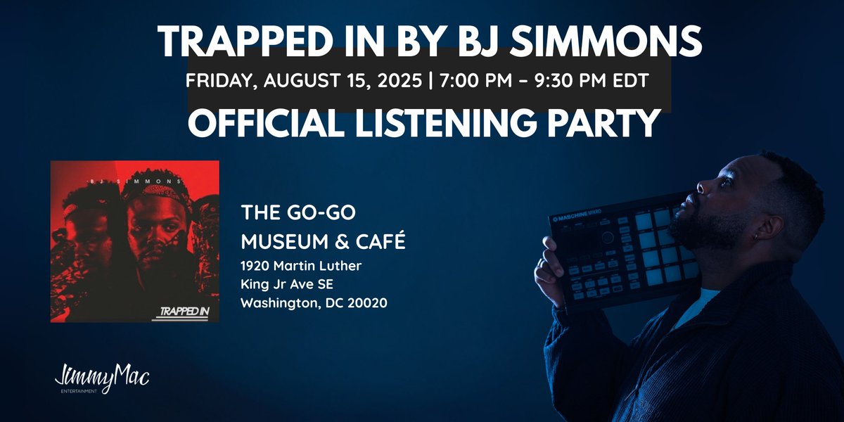Check out "BJ Simmons  "Trapped In" Official Listening Party" at The GO-GO Museum  August 15th, 7 pm eventbrite.com/e/bj-simmons-t… <a href="/eventbritehelp/">Eventbrite Help</a>