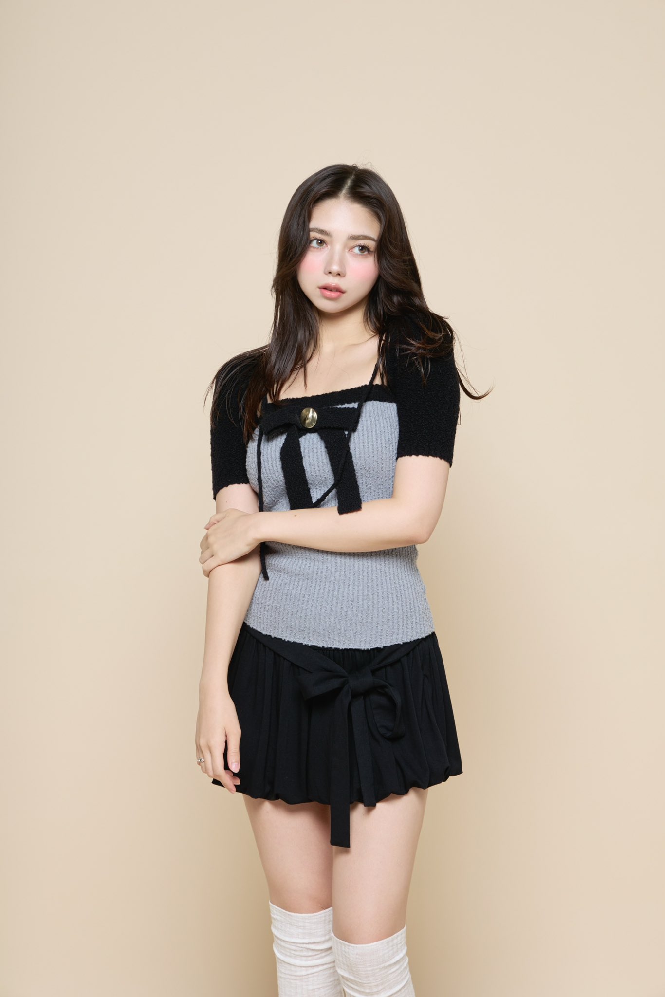 andmary bicolor ribbon tops white