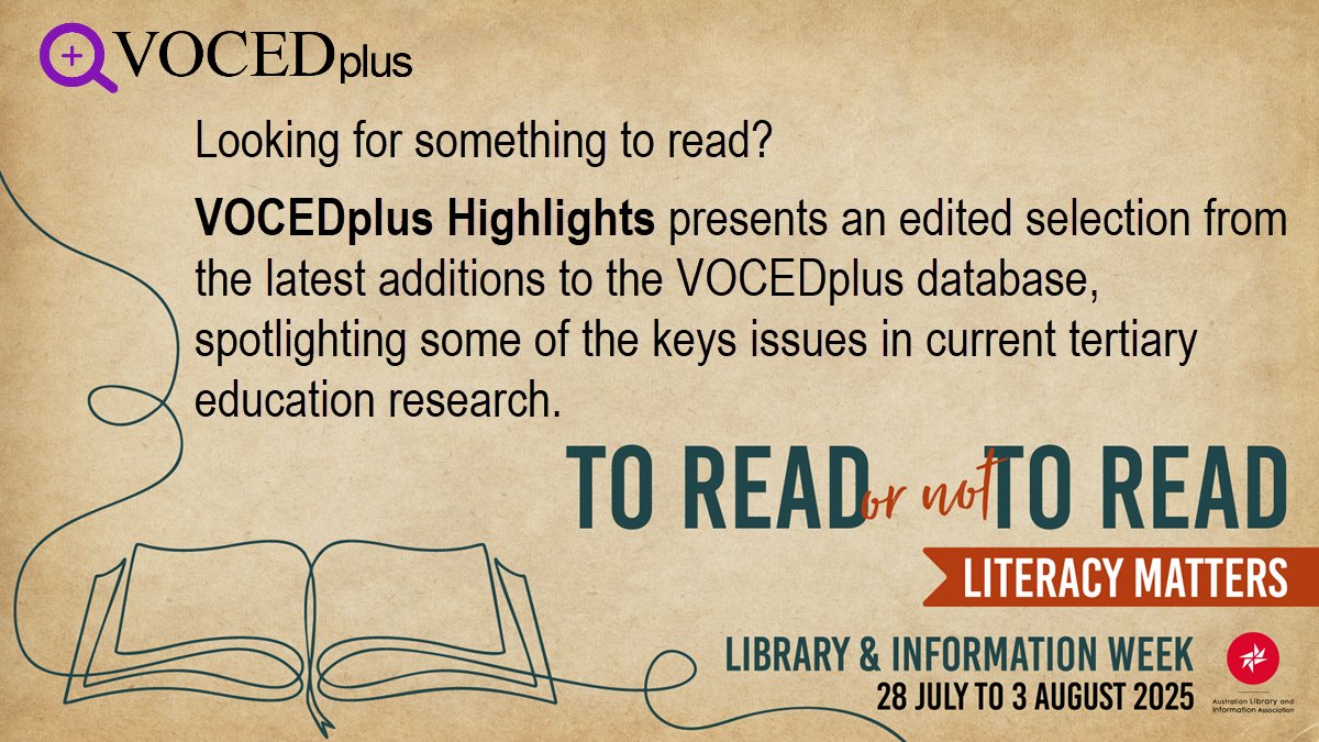 Looking for some weekend reading?
Check out the July edition of #VOCEDplusHighlights
voced.edu.au/highlights
#ToReadOrNotToRead #LiteracyMatters #LIW2025