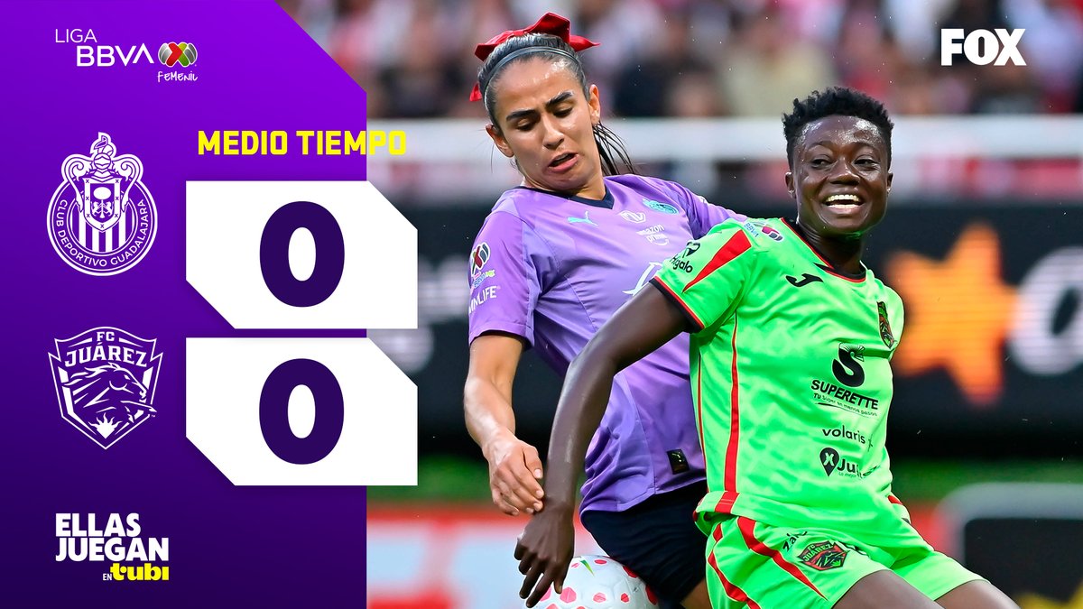 somos_FOX's tweet image. ⏱️ Se van al descanso en empate. 🤝

#RojiBlancas y #Bravas no encontraron el gol en el primer tiempo. 

@ChivasFemenil 0-0 @FemenilFcJuarez #EllasJueganEnTubi 💜