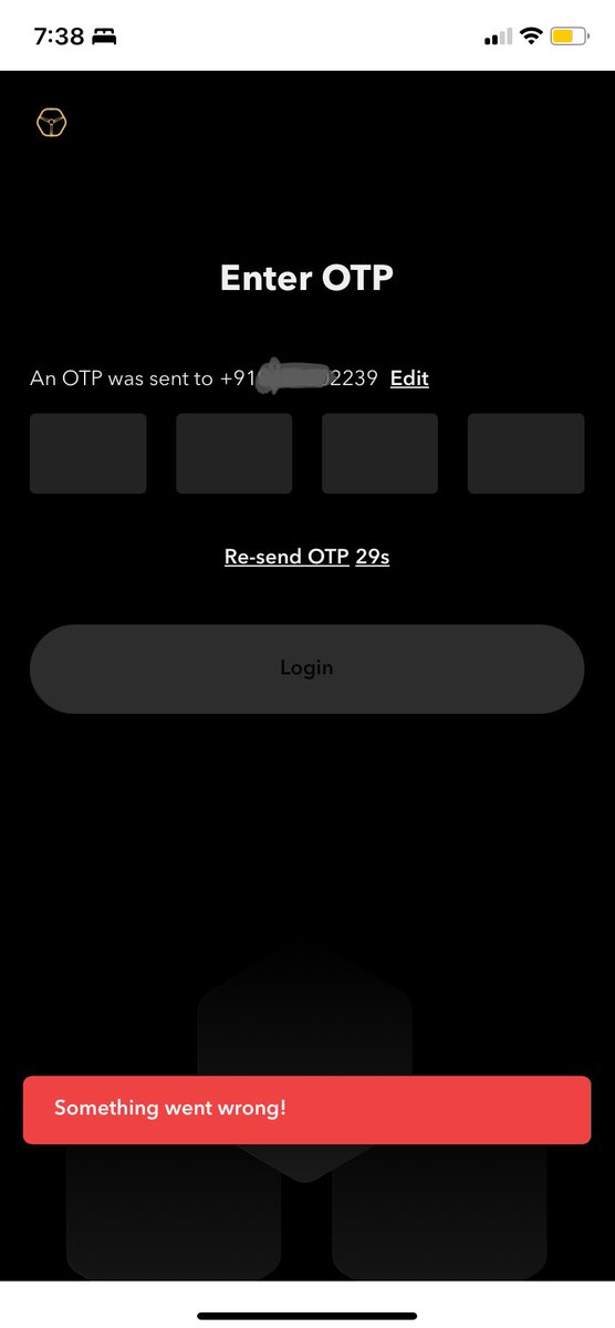 chiranth's tweet photo. @shoffr_in Hey Shoffr team, I’m unable to log into your app - the OTP is not coming through.  The screen merely says “something went wrong”.  Trying to use Shoffr for the first time here.  Can you please help? https://t.co/zccirZSJVp