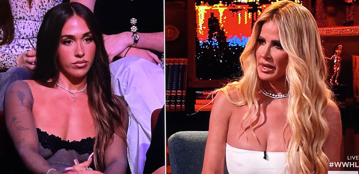 bravooomg's tweet photo. The way #WWHL grilled Kim Zolciak about stealing her kid’s money AND kept Ariana in a split screen the entire time?

Shakespeare could never. This is why television was invented. https://t.co/KXmcAl7Ab7