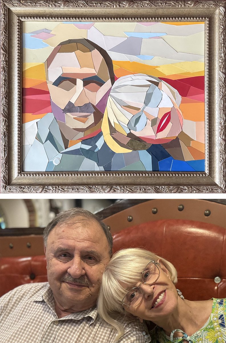 Today is my folks' wedding anniversary so I made a collage portrait of one of my favorite photos of the two of them as a gift.