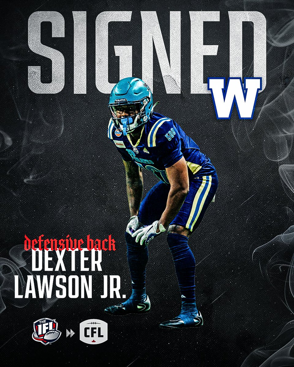 From the IFL to the <a href="/CFL/">CFL</a>! 🏈🇨🇦
Former <a href="/mass_pirates/">Massachusetts Pirates</a> defensive back Dexter Lawson Jr. has signed with the <a href="/Wpg_BlueBombers/">Winnipeg Blue Bombers</a>!

Wishing him the best as he takes the next step in his pro journey!