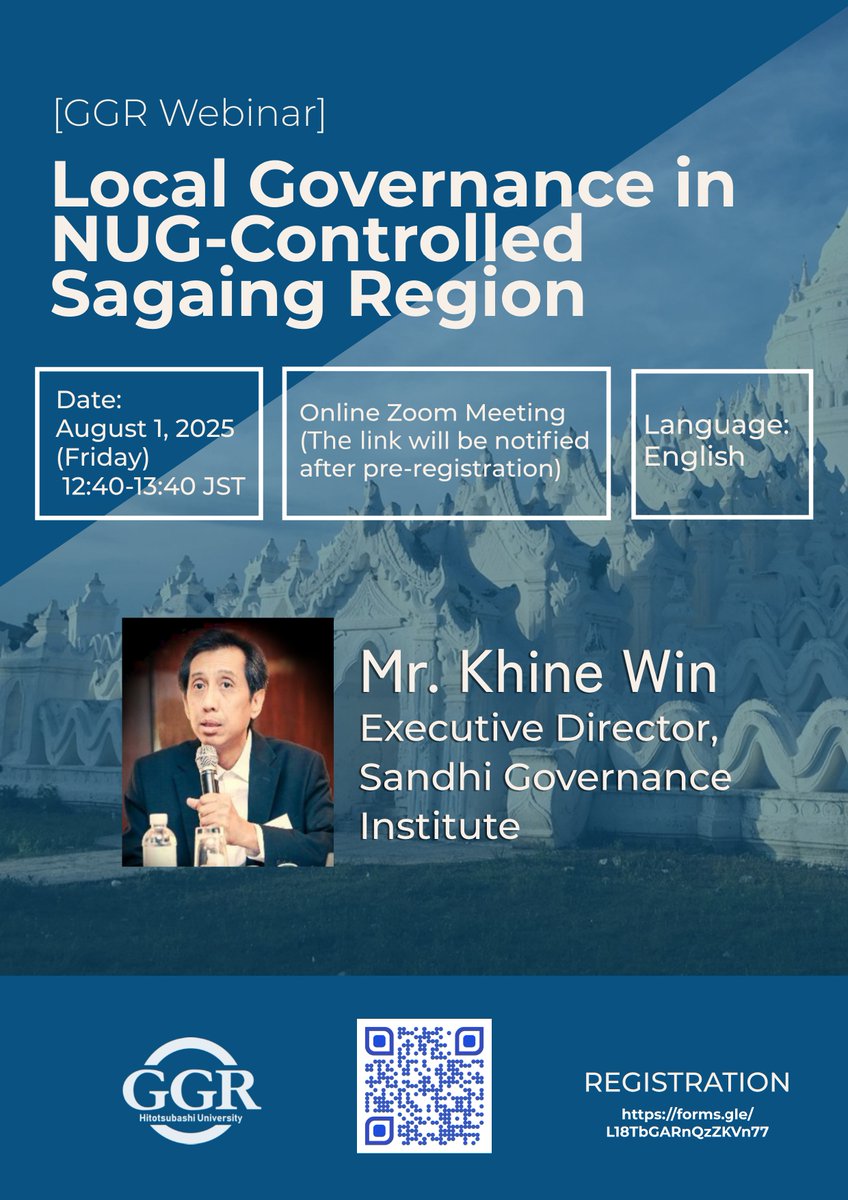 GGR Webiner, "Local Governance in NUG-Controlled Sagaing Region" has begun. Please join!
forms.gle/CCvXJArf34EzWu…