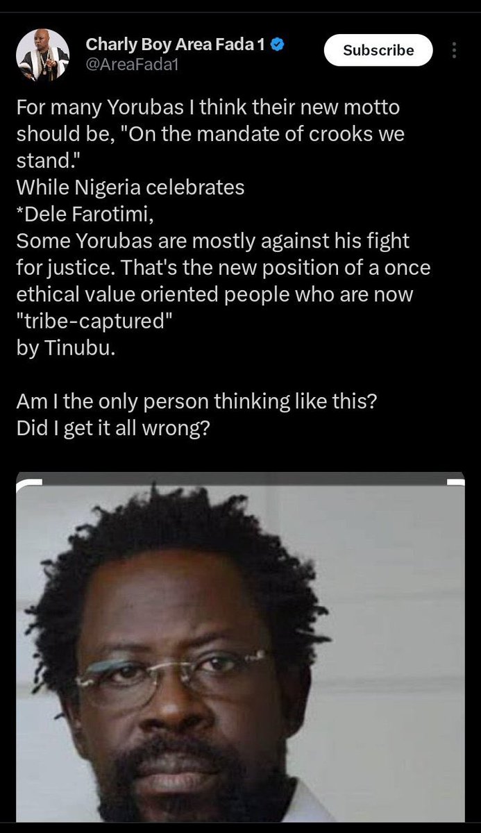 Sometimes we need to put emotions aside and think rationally.

1. The BUS STOP was not LEGALLY named after Charley Boy.

2. Other streets were also changed even in ANAMBRA, why was there no outrage there?

3. Is this the kind of human you pray your offspring to emulate?