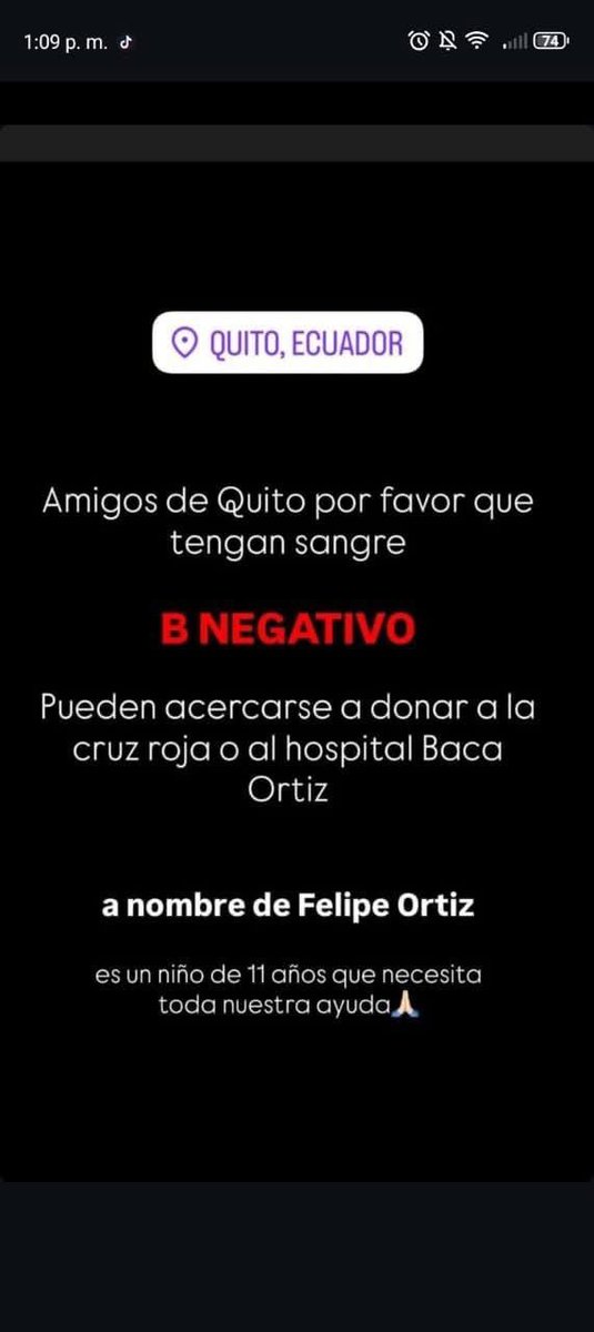 EstebanOrtizMD's tweet image. Gente de buen corazón en Quito
Si conocen a alguien con este tipo de sangre B NEGATIVO 🩸 acercarse a donar al hospital de niños Baca Ortiz 
Es uno de los niños gravemente herido por el accidente de la vuelta a la república