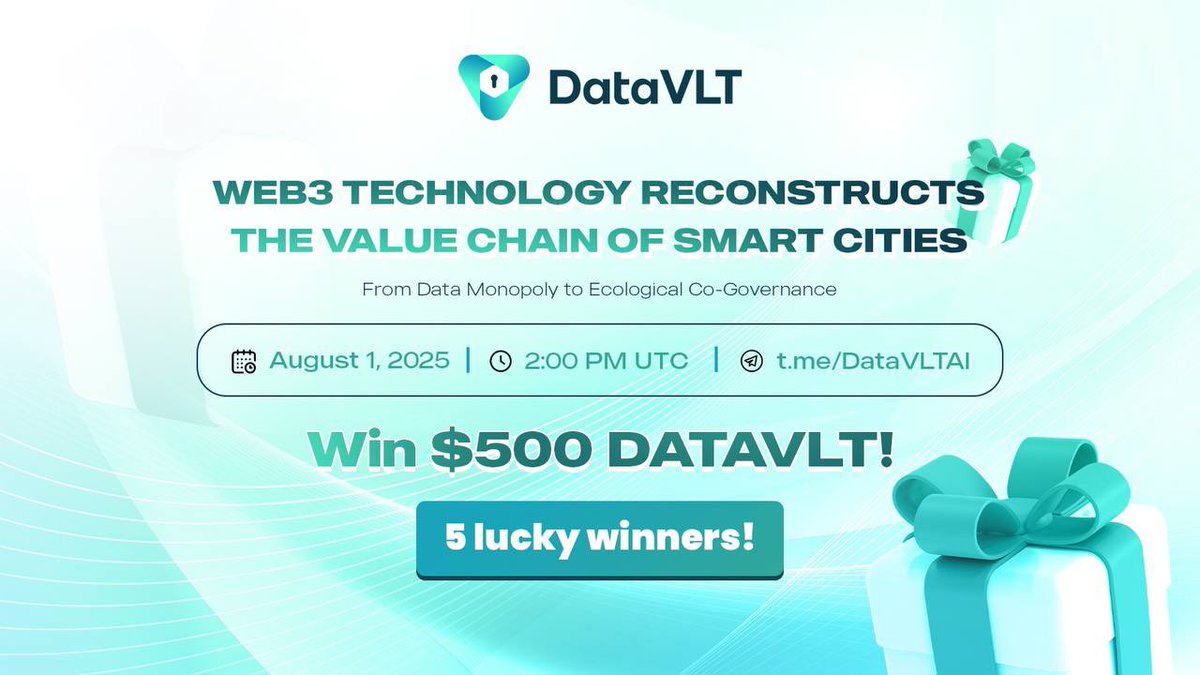 📢 AMA #DataVLT

Web3 Technology Reconstructs the Value Chain of Smart Cities - From Data Monopoly to Ecological Co-Governance. 🌐

🗓️ August 1, 2025 | 🕛 2:00 PM UTC
🗺️ t.me/DataVLTAI

🎁 Win $500 DATAVLT! 5 lucky winners!

Don’t miss out—set your reminder! 🔔