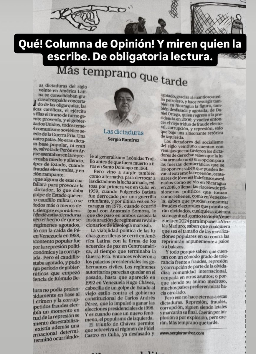 Tremenda Columna de Opinión!!! Y quien la escribe. Tomada del Diario El Tiempo. Julio 31/25.
