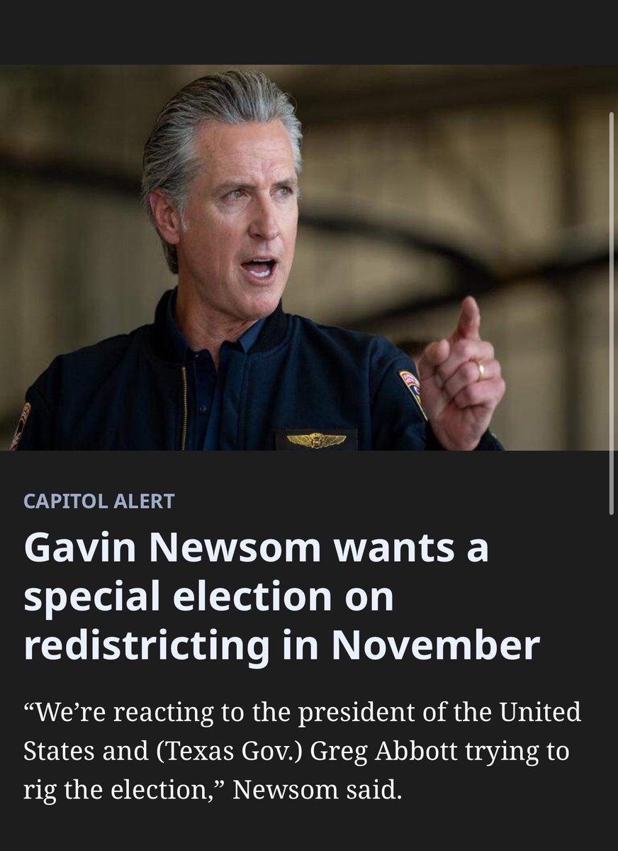 There is only one person that can rig the elections here in CA. And it’s not Greg Abbott, thousands of miles away. It’s <a href="/GavinNewsom/">Gavin Newsom</a> and his Democrat co-conspirators. Let’s hope they do the right thing.