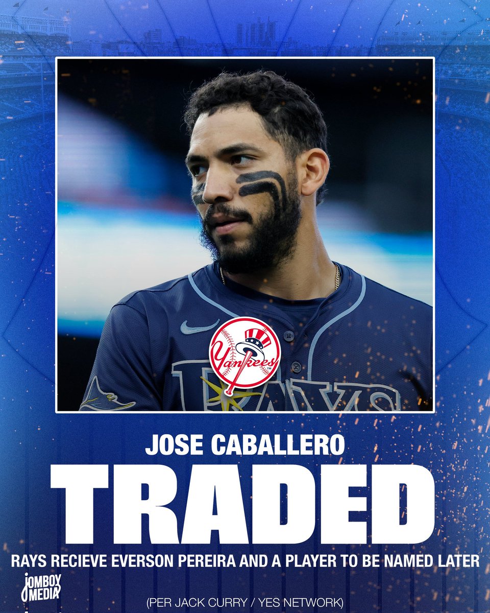 🚨CHEMA RUMBO A LOS BOMBARDEROS DEL BRONX🚨

José Caballero ha sido canjeado por los <a href="/RaysBaseball/">Tampa Bay Rays</a> a los <a href="/Yankees/">New York Yankees</a>.

El pana llega a la Gran Manzana con promedio de .226, 2 cuadrangulares, 27 carreras empujadas y co-líder de la <a href="/MLB/">MLB</a> con 34 bases robadas.

#LaEsquinaDeportiva🇵🇦