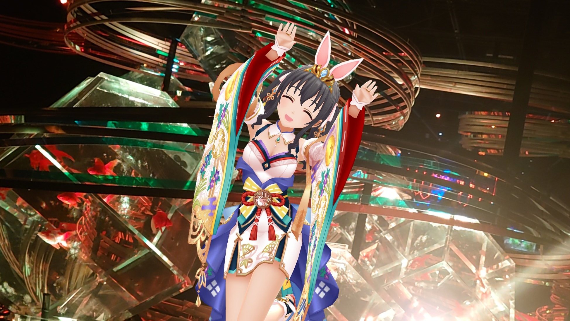 原画　「金魚　銀河の夜を舞う」　A3サイズ 金魚図 | shinoart