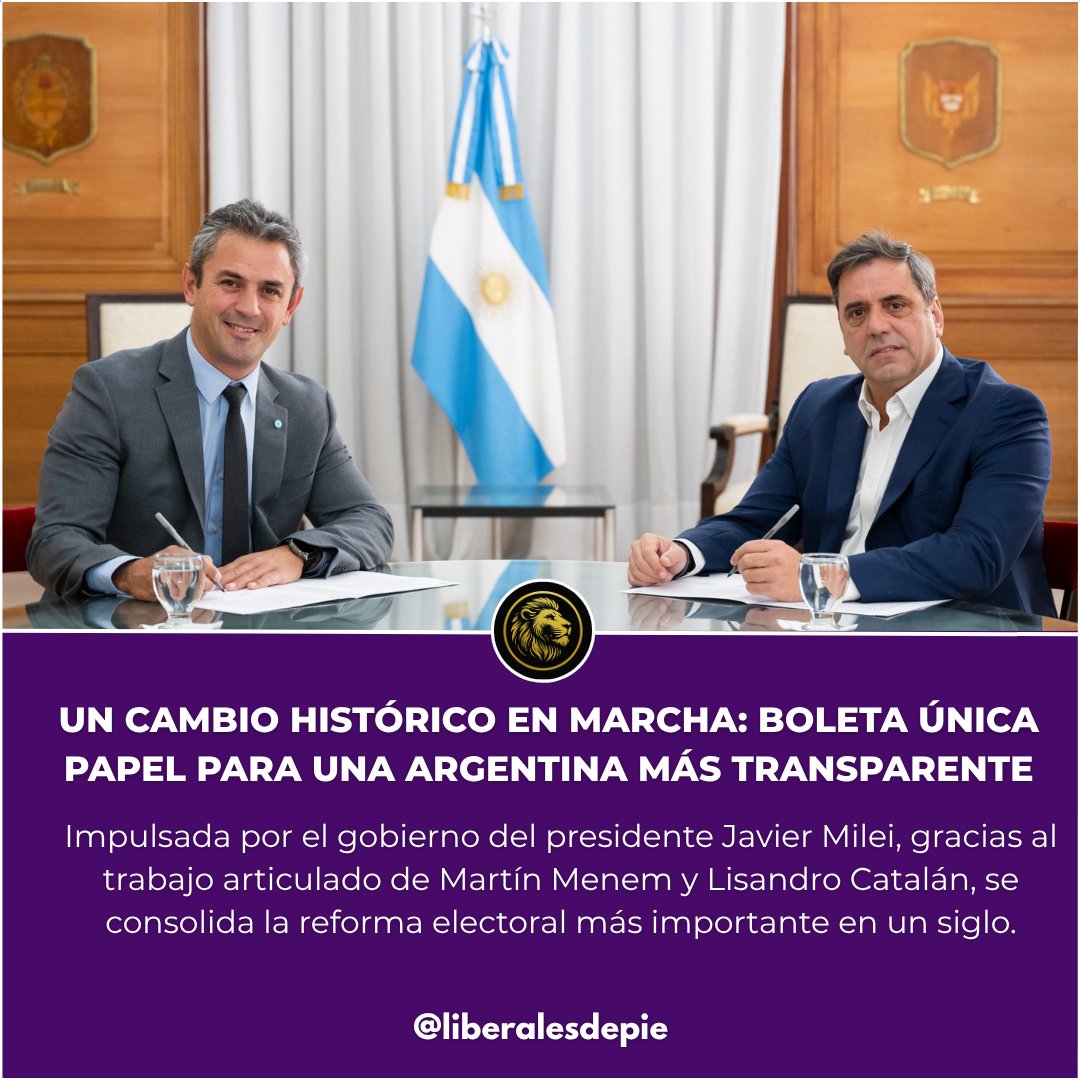 Liberalesdepie (@liberalesdepie) on Twitter photo 🗳️ Un cambio histórico en marcha: Boleta Única Papel para una Argentina más transparente!
Impulsada por el gobierno del presidente <a href="/JMilei/">Javier Milei</a> con la gestión firme y el trabajo articulado de <a href="/MenemMartin/">Martin Menem</a> y <a href="/catalanlisandro/">Lisandro Catalán</a> , Argentina da un salto hacia un sistema electoral 🗳️ Un cambio histórico en marcha: Boleta Única Papel para una Argentina más transparente!
Impulsada por el gobierno del presidente <a href="/JMilei/">Javier Milei</a> con la gestión firme y el trabajo articulado de <a href="/MenemMartin/">Martin Menem</a> y <a href="/catalanlisandro/">Lisandro Catalán</a> , Argentina da un salto hacia un sistema electoral