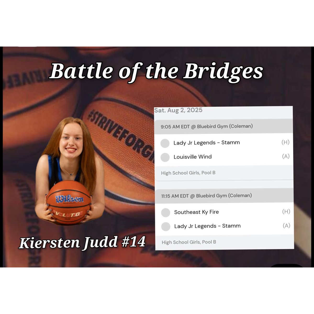 Kiersten Judd (@kierstenjudd__) on Twitter photo Excited for my last AAU tournament this weekend in Louisville, KY!! Come watch me and my team. Let's do this!! <a href="/LadyJrLegends/">Lady Jr Legends</a> <a href="/ehladyroyalbb/">@EHLadyRoyalBB</a> Excited for my last AAU tournament this weekend in Louisville, KY!! Come watch me and my team. Let's do this!! <a href="/LadyJrLegends/">Lady Jr Legends</a> <a href="/ehladyroyalbb/">@EHLadyRoyalBB</a>