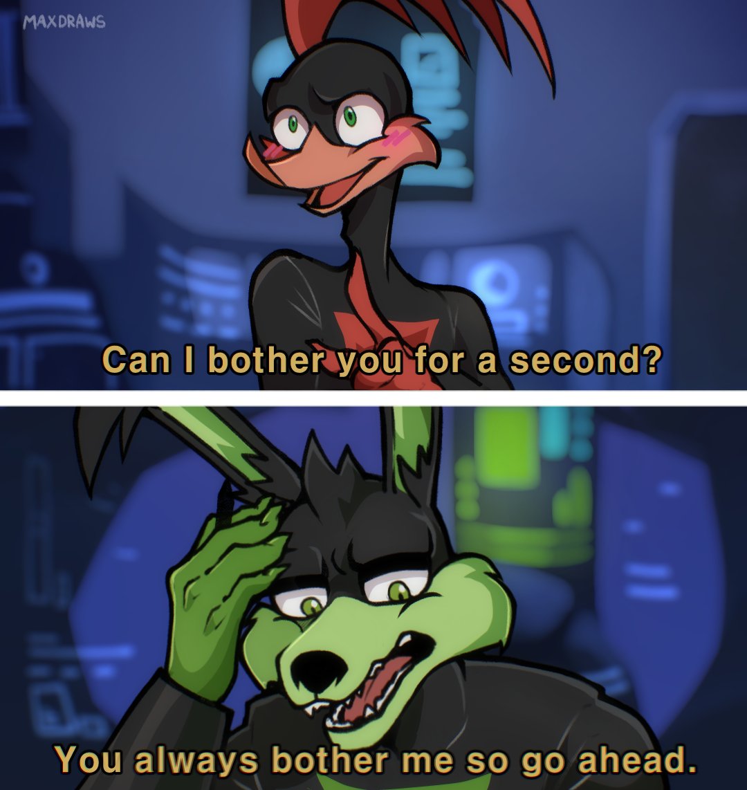 MaxDraws1's tweet image. Tech x Rev "Can i bother you for a second?" Meme

Thanks to @idkdrawz for the idea! ✨ Tech hides it, but he loves spending time with Rev!

Si, ahora soy fan de esta serie de mi infancia de hace 20 años, que loco 

#Art #loonaticsunleashed #loonatics #meme