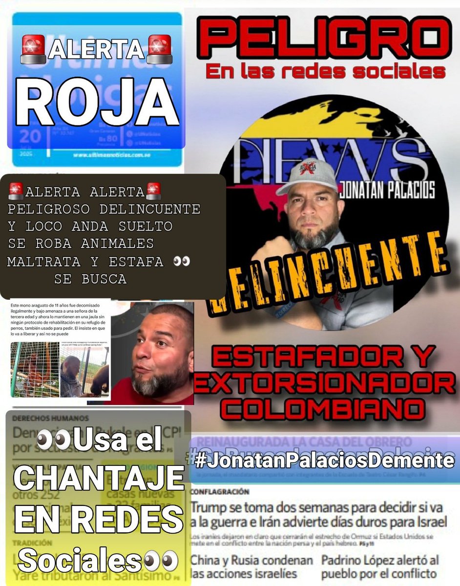 #JonatanPalaciosParaco
Este berroso sujeto Jonathan Palacios actúa bajo efectos de sustancias prohibidas, maltrata e insulta a sus exparejas y las obliga a tener intimidad poligámica... Maltratador y abusador!!!