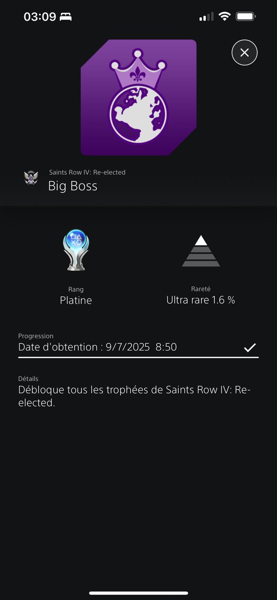 SluumpGames's tweet photo. Platine #82 Saints row Iv : Re- elected 🏆
petit clean up + 100% assez cool un tout petit peu grindy, malgré le changement comparé au 3 perso j’ai tjr adoré ce jeu et cette série hate de tous les faire ! 
7/10
#ps5share #saintsrowIV  #trophy #platinum #trophyhunter https://t.co/X80ezWIxz0